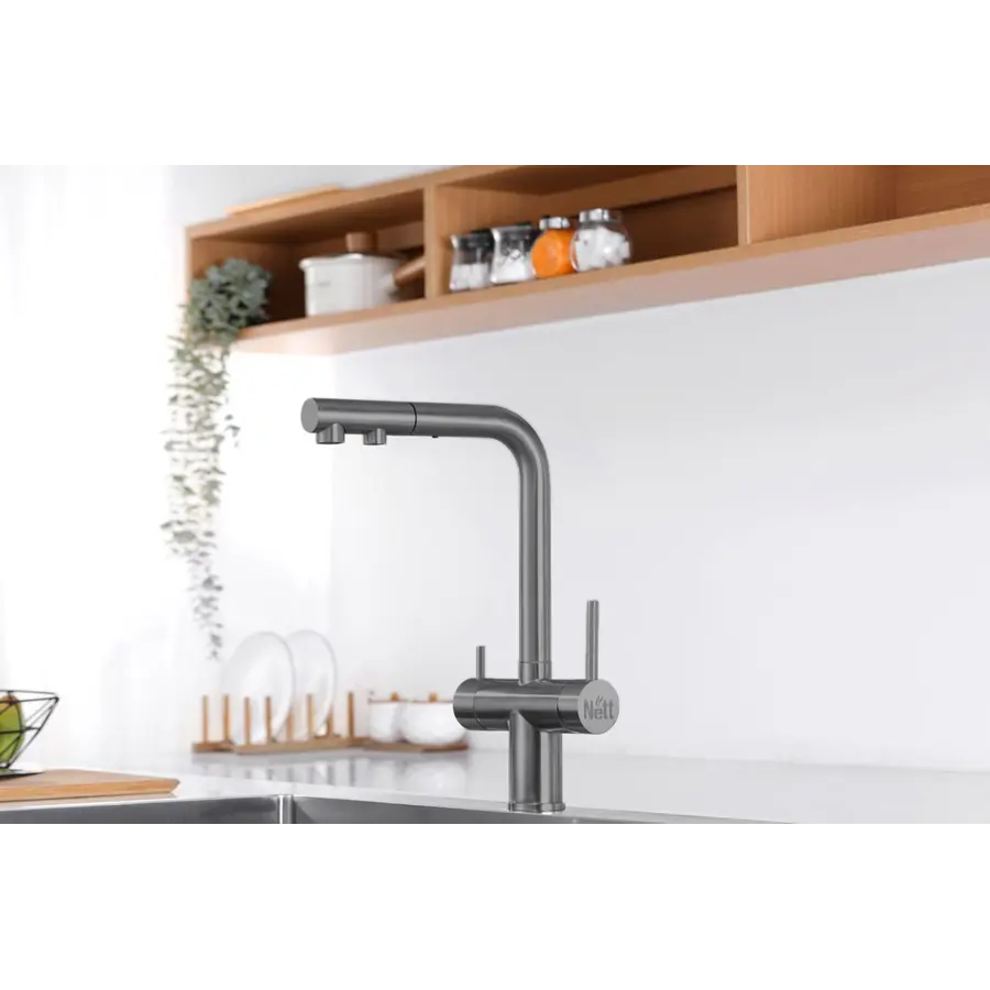 Комбінований змішувач на кухню графітовий 4в1 Nett FWGr-33