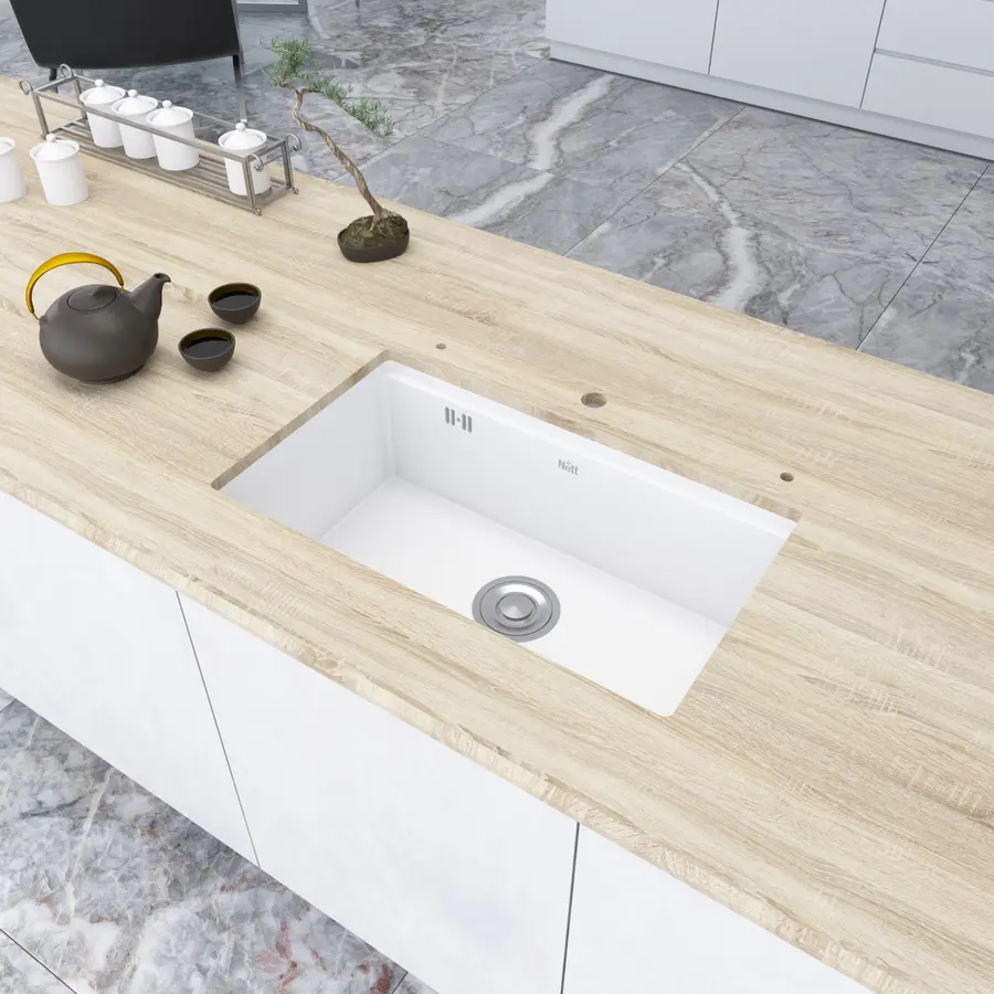 Біла мийка на кухню під стільницю 1.5 мм з нержавіючої сталі Nett NW-7042 Біла мийка на кухню під стільницю 1.5 мм з нержавіючої сталі Nett NW-7042