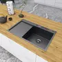 Чорна раковина на кухню з лівим крилом із PVD покриттям Nett NB-7848(L)