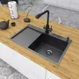 Чорна раковина на кухню з лівим крилом із PVD покриттям Nett NB-7848(L)