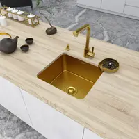 Золота мийка для кухні з нержавійки 45 см в стільницю Nett NG-4643