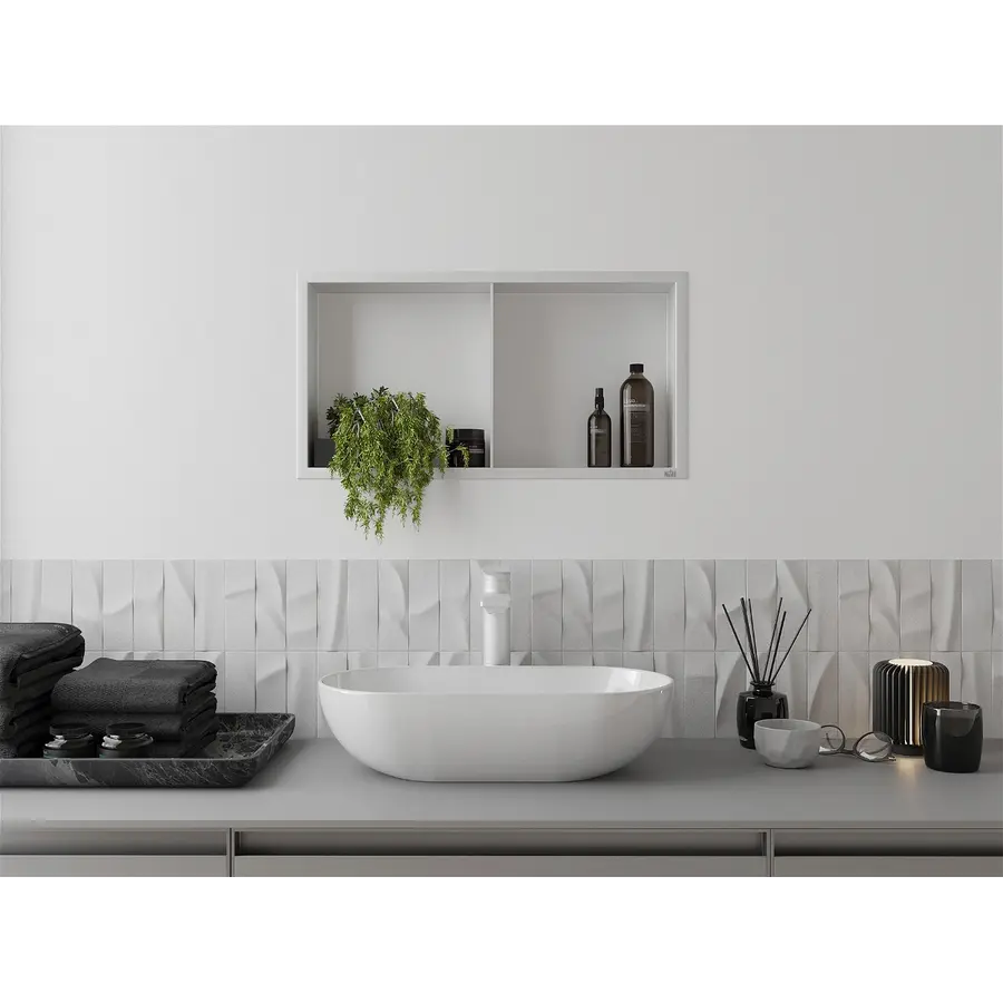 Полиця для душу металева вбудована біла 60 см Nett YW-60