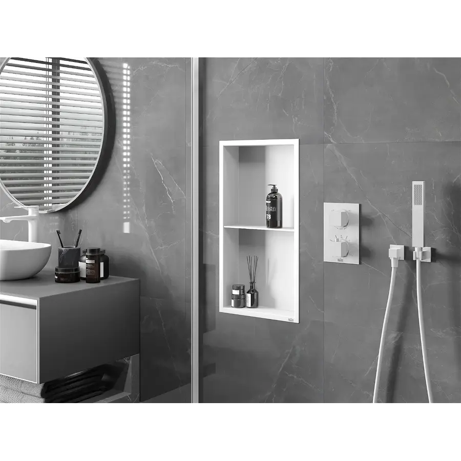 Полиця для душу металева вбудована біла 60 см Nett YW-60