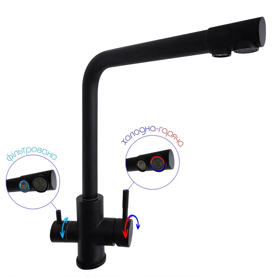 Комплект чорної кухонної мийки та змішувача з нержавіючої сталі NB-6845