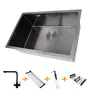 Комплект чорної кухонної мийки та змішувача з нержавіючої сталі NB-6845