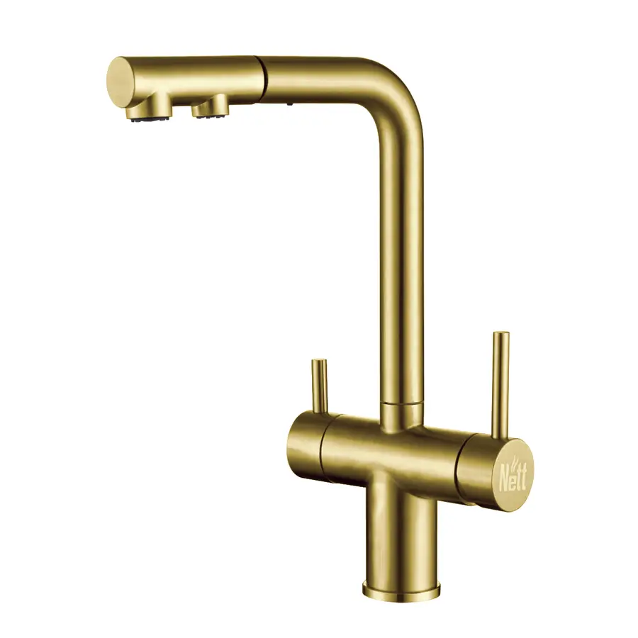 Комбінований змішувач на кухню золотий 4в1 Nett FWG-33