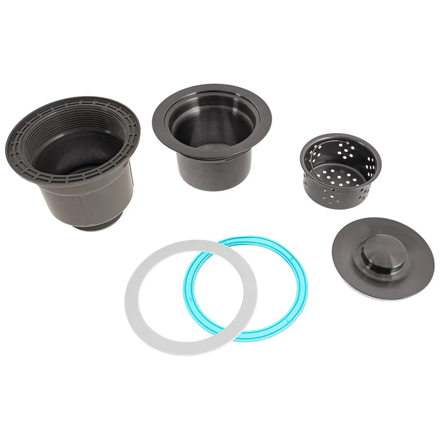 Чорний сифон для мийки на кухню з нержавійки з переливом колбою DKB-99