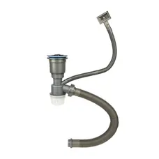 Чорний сифон для мийки на кухню з нержавійки з переливом колбою DKB-99