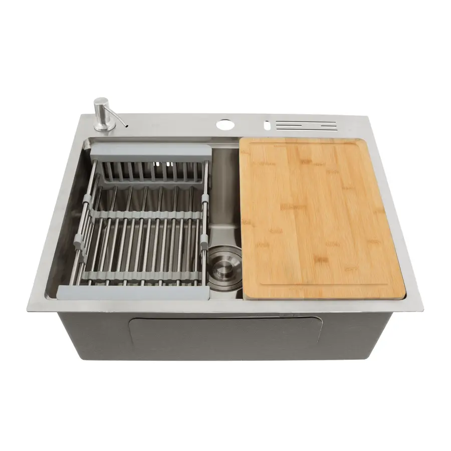 Мийка для кухні накладна з нержавійки кухонна станція Nett NS-5747