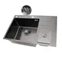 Чорна кухонна мийка з нержавійки з вбудованим смітником Nett NBM-7047