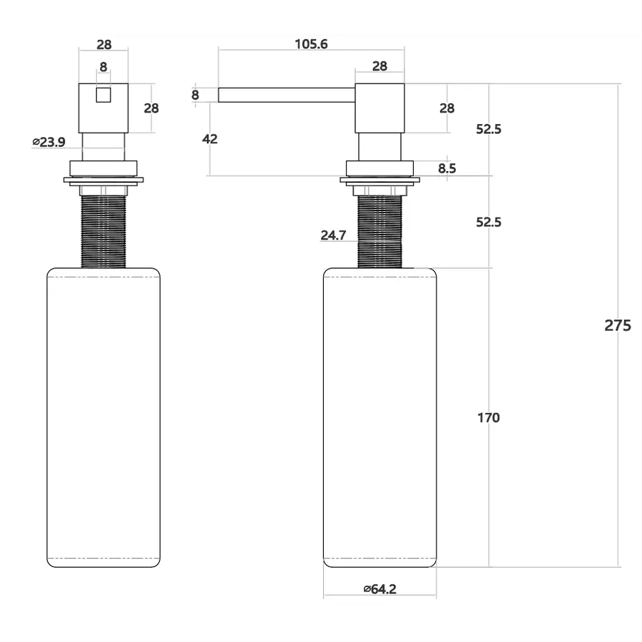 Дозатор для кухонної мийки золотий врізний Nett DTG-300