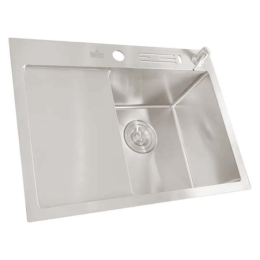 Накладна кухонна мийка з лівим крилом Nett NS-6045(L)