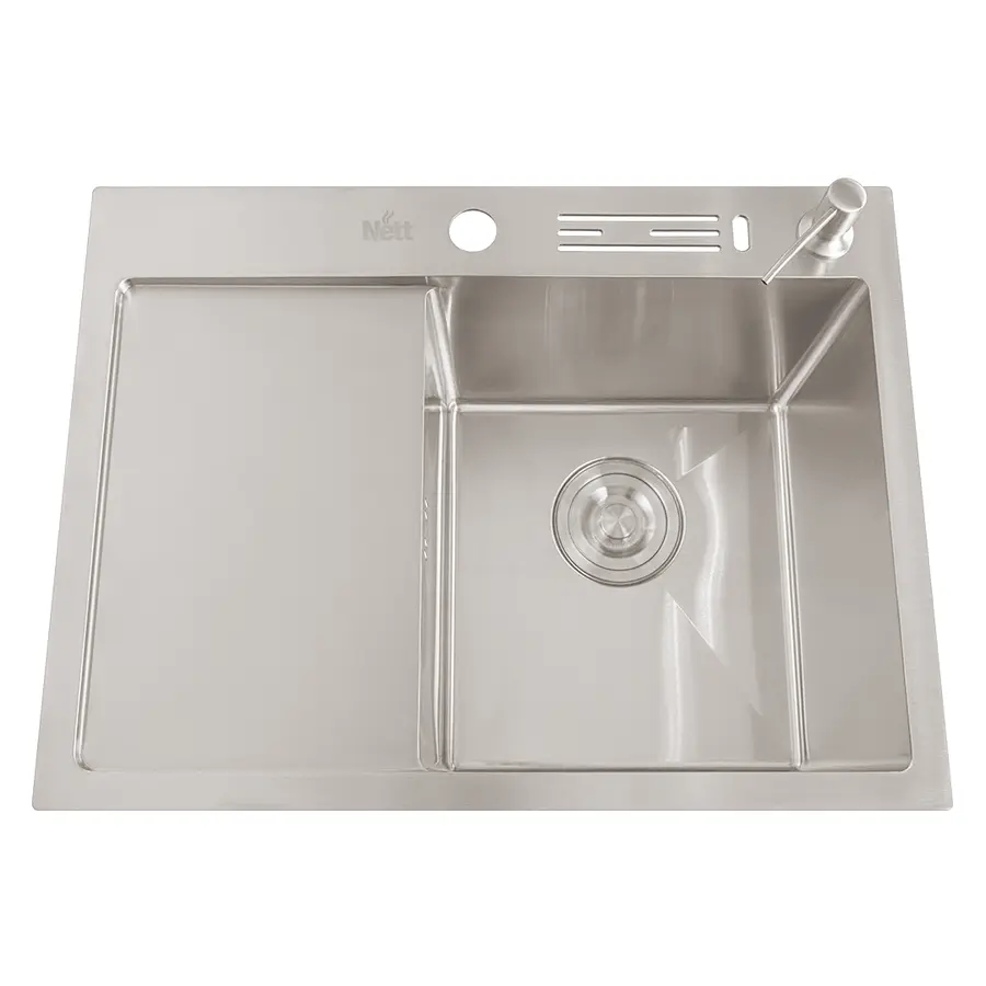 Накладна кухонна мийка з лівим крилом Nett NS-6045(L)