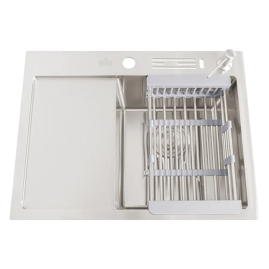 Накладна кухонна мийка з лівим крилом Nett NS-6045(L)