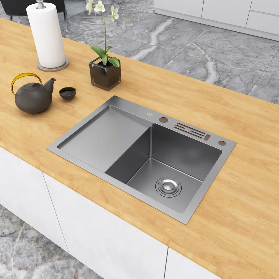 Накладна кухонна мийка з лівим крилом Nett NS-6045(L)