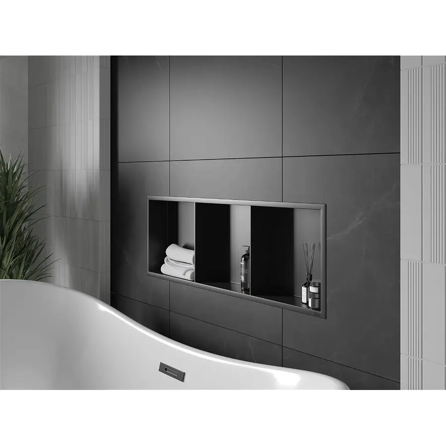 Полиця до ванної кімнати вбудована чорна 90 см Nett YB-90