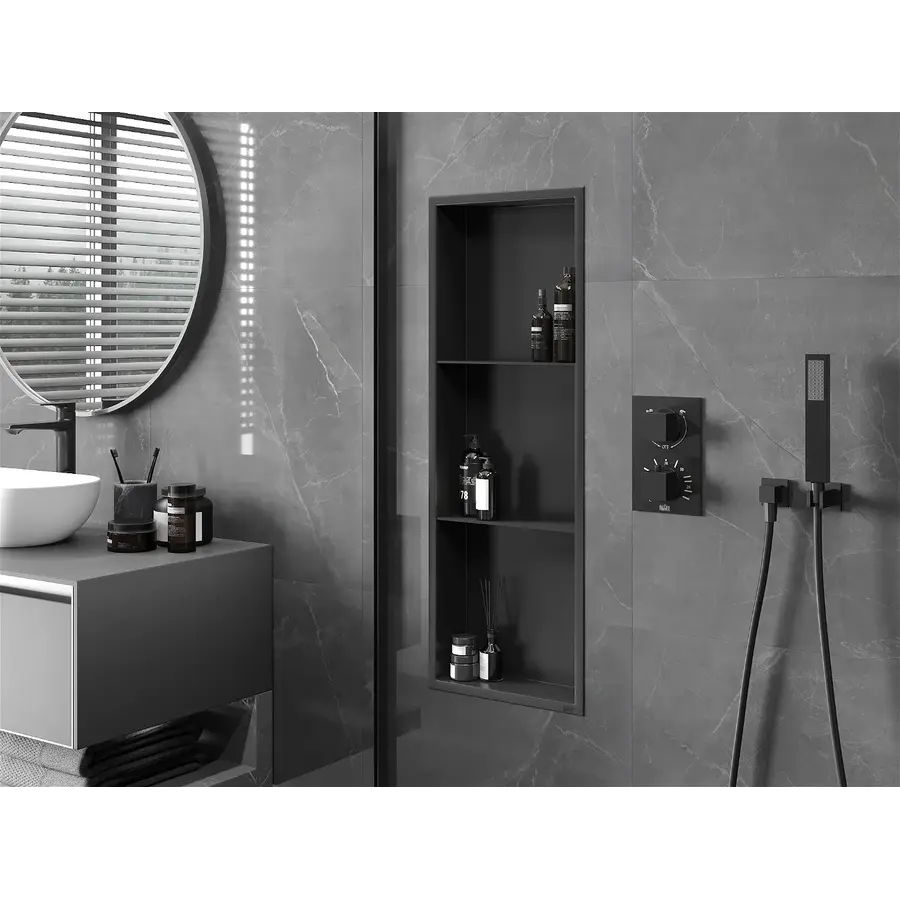 Полиця до ванної кімнати вбудована чорна 90 см Nett YB-90