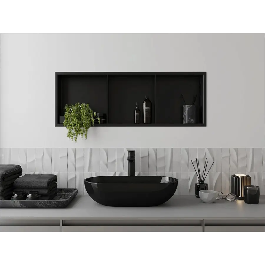 Полиця до ванної кімнати вбудована чорна 90 см Nett YB-90