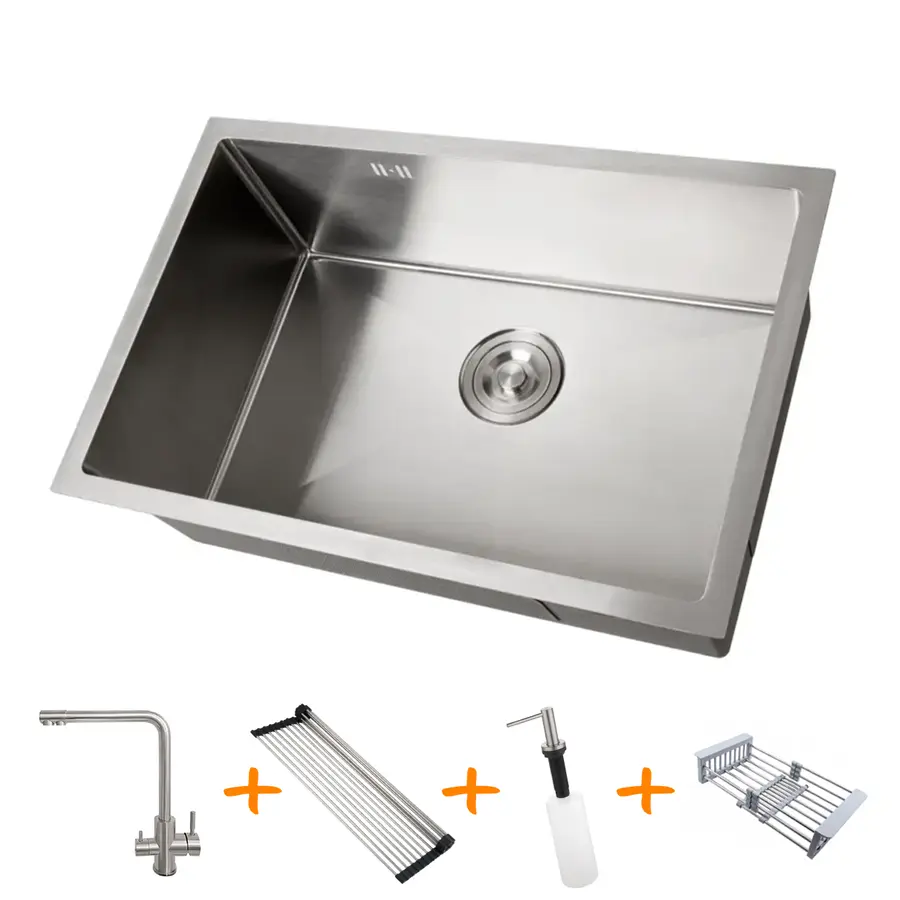 Комплект кухонної мийки та змішувача з нержавіючої сталі NS-6845