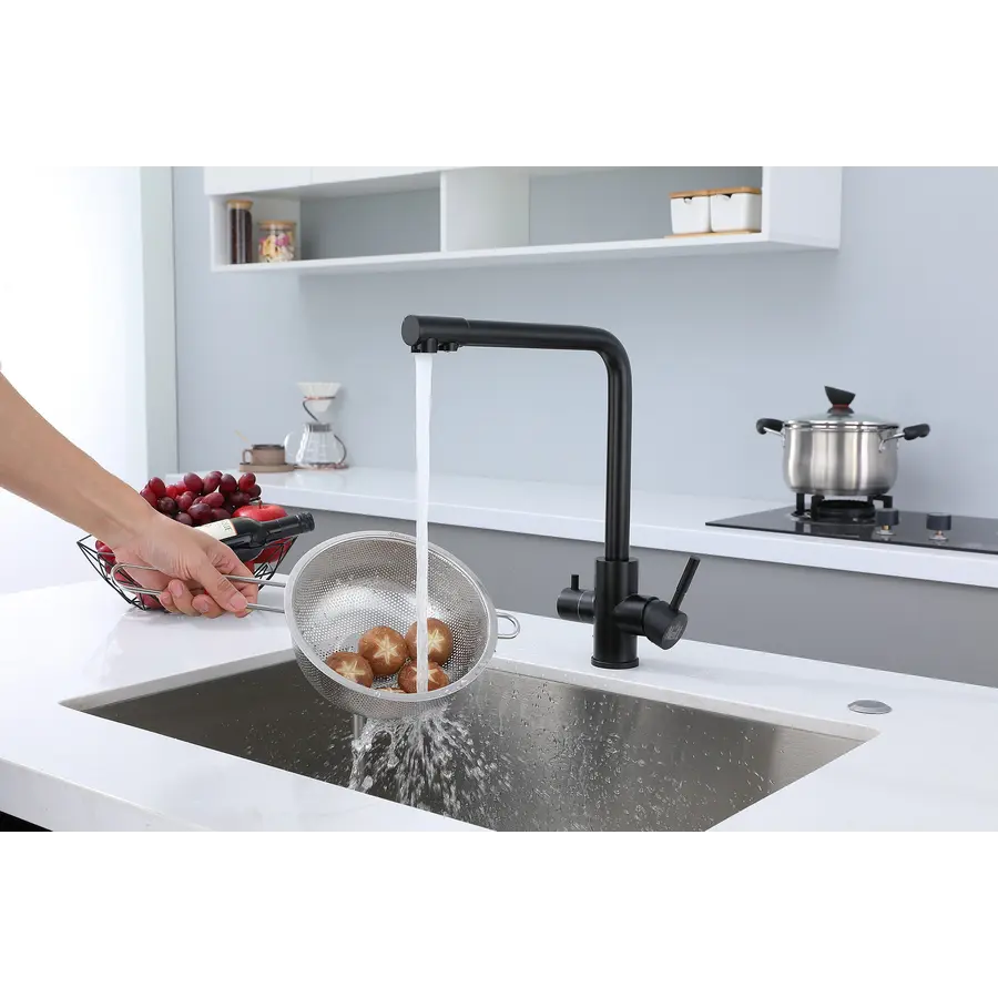 Чорний кран на кухню на дві води "Frosh" Nett FB-33