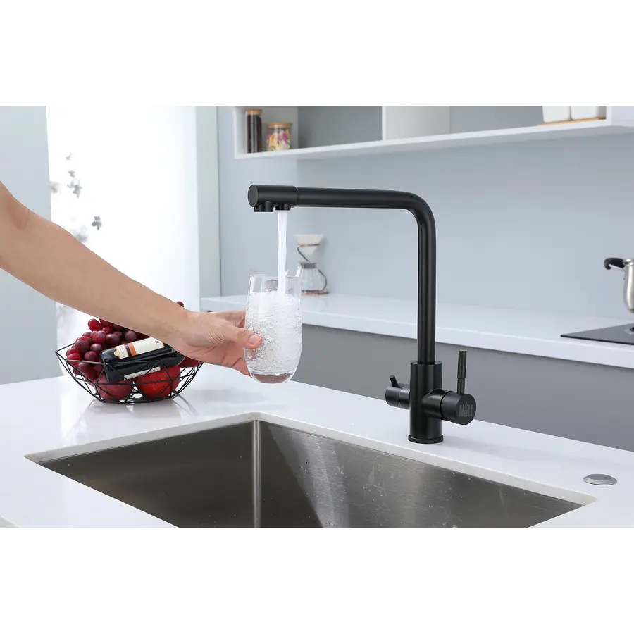 Чорний кран на кухню на дві води "Frosh" Nett FB-33