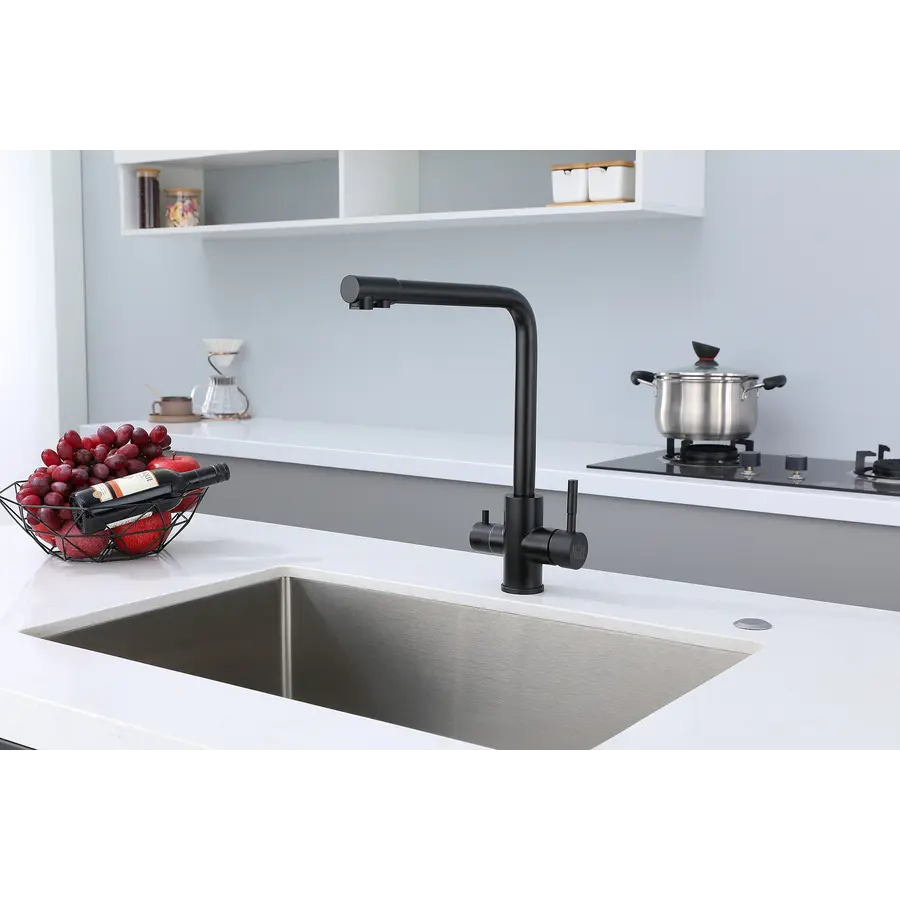 Чорний кран на кухню на дві води "Frosh" Nett FB-33