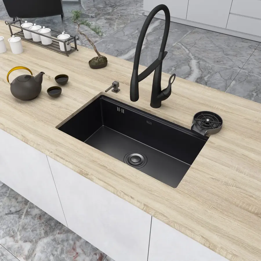 Чорна мийка під стільницю 1.5 мм багатофункціональна Nett NB-7042