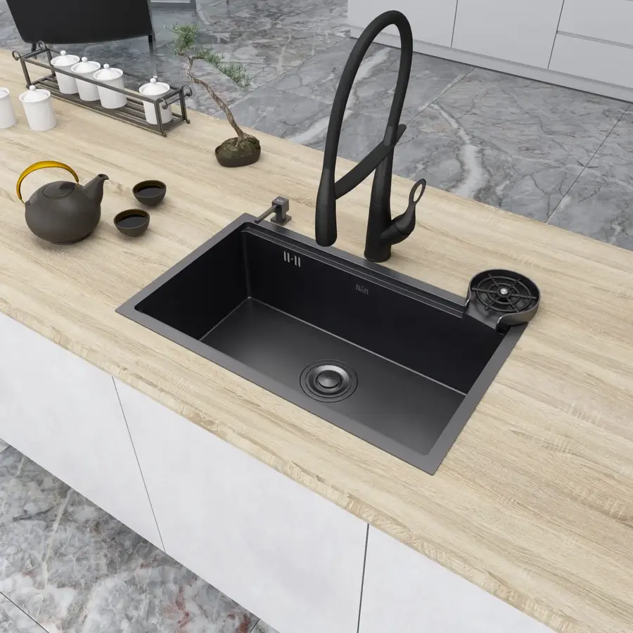 Чорна мийка під стільницю 1.5 мм багатофункціональна Nett NB-7042