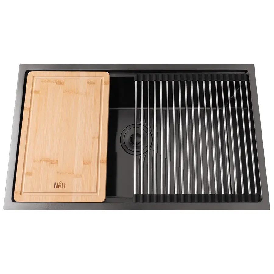 Чорна мийка під стільницю 1.5 мм багатофункціональна Nett NB-7042