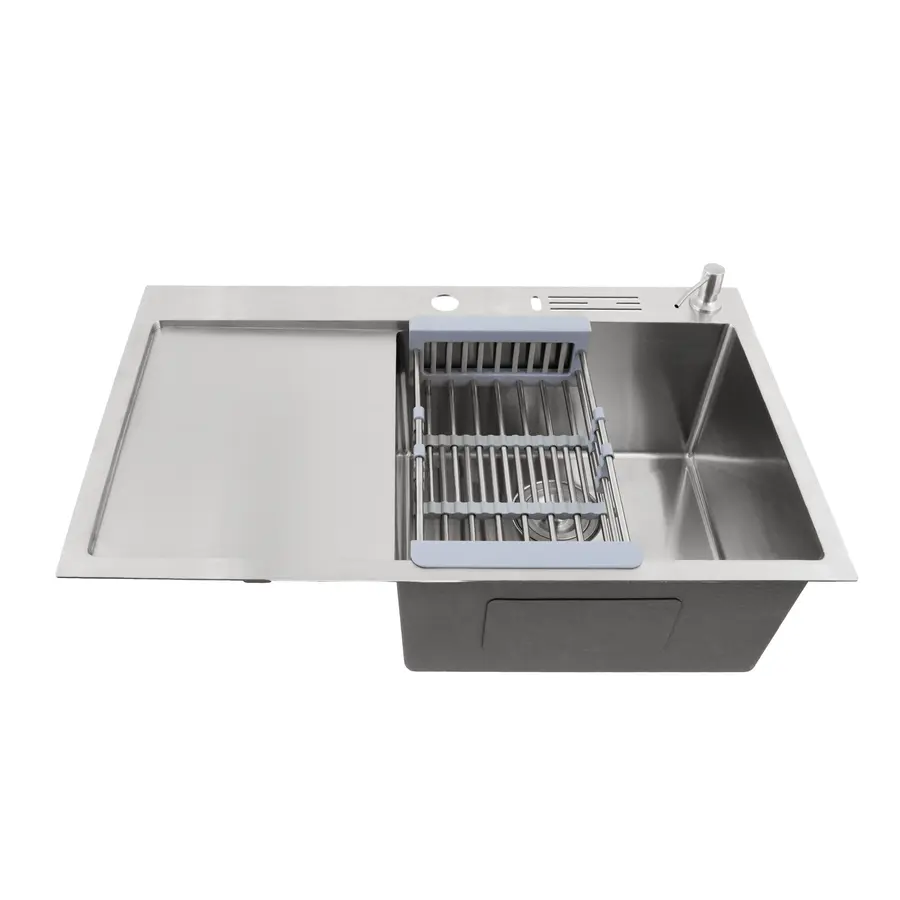 Мийка на кухню з нержавійки з лівим крилом 1.5 мм накладна Nett NS-7848(L)