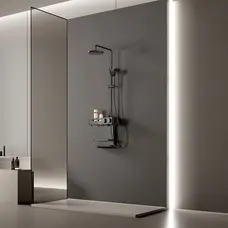 Душова система графітова зовнішнього монтажу для душу з полицею Nett SGr-33 Душова система графітова зовнішнього монтажу для душу з полицею Nett SGr-33