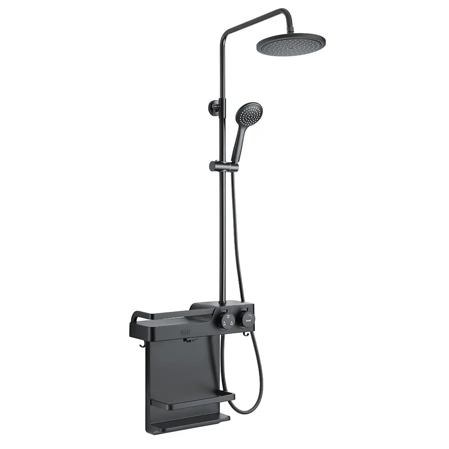 Душова система графітова зовнішнього монтажу для душу з полицею Nett SGr-33