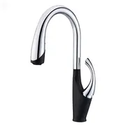 Чорний кухонний змішувач з висувним виливом "Лебідь" Nett SWB-435