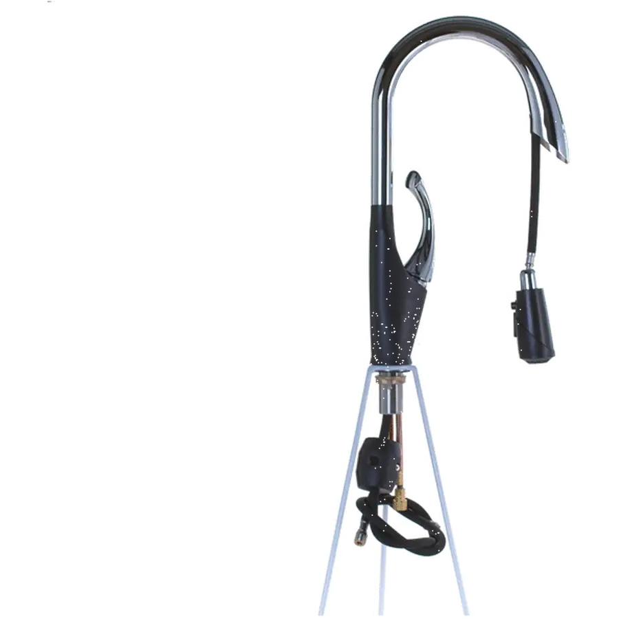 Чорний кухонний змішувач з висувним виливом "Лебідь" Nett SWB-435