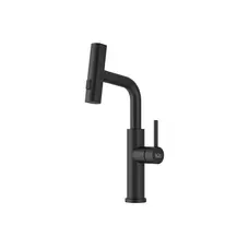 Змішувач на кухню водоспад з висувною лійкою чорний Nett LB-35