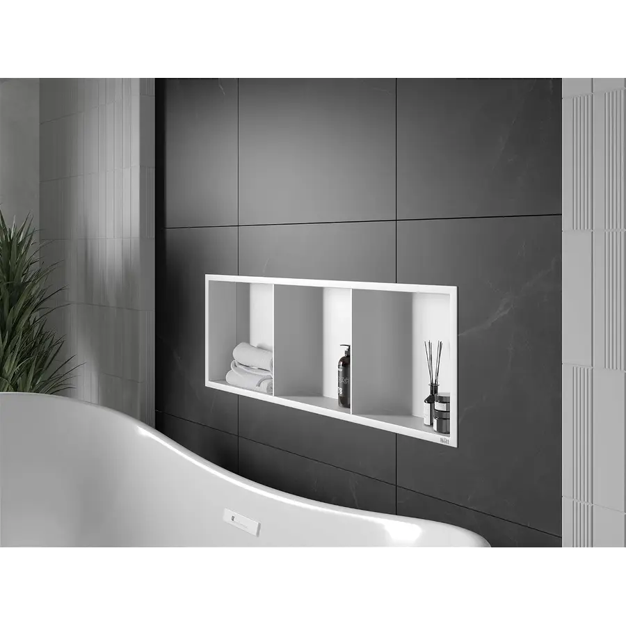 Полиця до ванної металева вбудована біла 90 см Nett YW-90