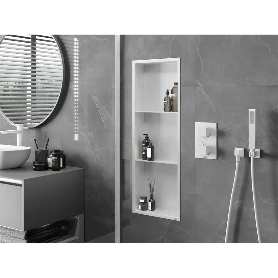 Полиця до ванної металева вбудована біла 90 см Nett YW-90