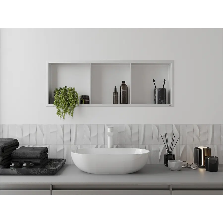 Полиця до ванної металева вбудована біла 90 см Nett YW-90