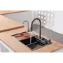 Кухонний змішувач графітовий з водопадом/висувною лійкою нержавіючий Nett OG-38