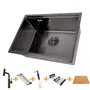 Комплект чорної кухонної мийки та змішувача з нержавіючої сталі NB-5742