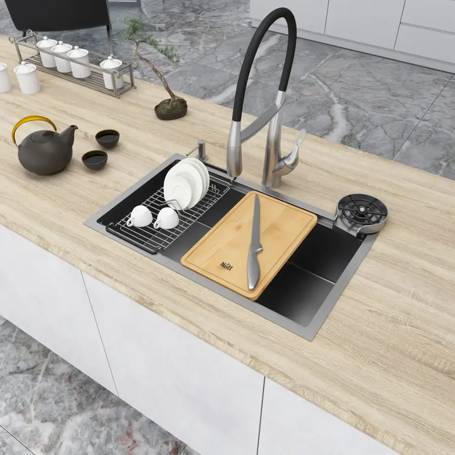 Кухонна мийка під стільницю 1.5 мм кухонна станція Nett NS-7042