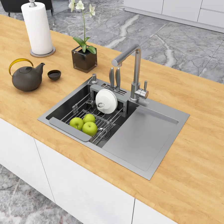 Накладна мийка на кухню з правим крилом 1.5 мм Nett NS-6045(R)