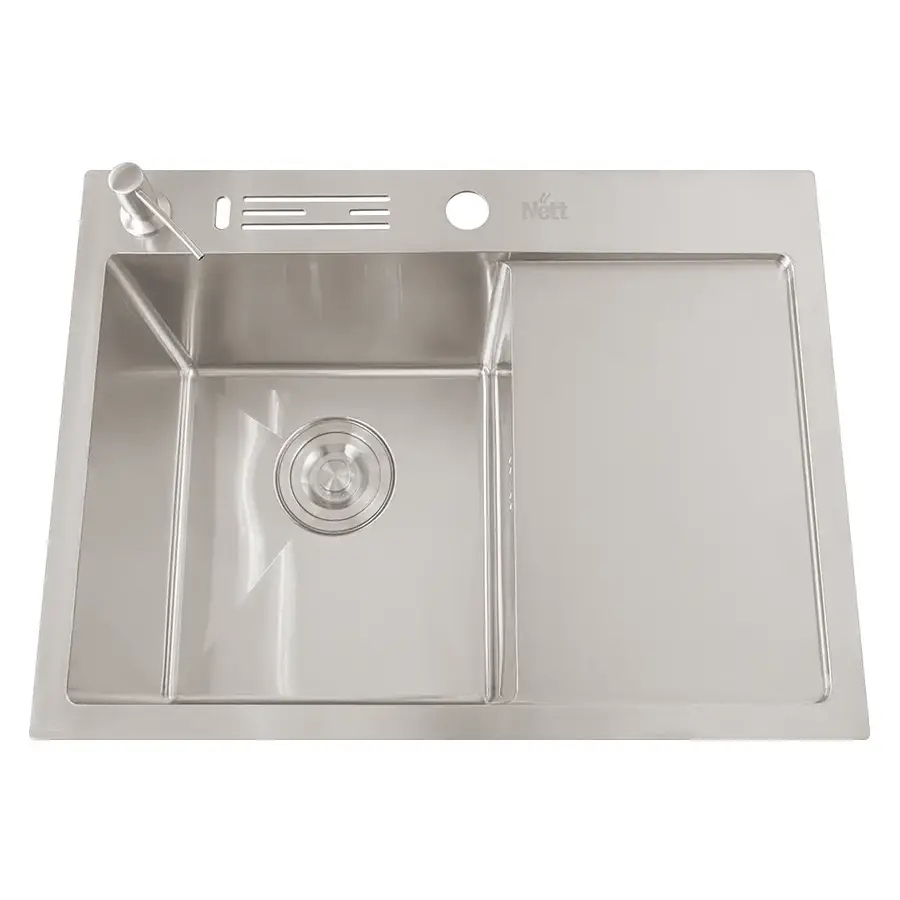 Накладна мийка на кухню з правим крилом 1.5 мм Nett NS-6045(R)