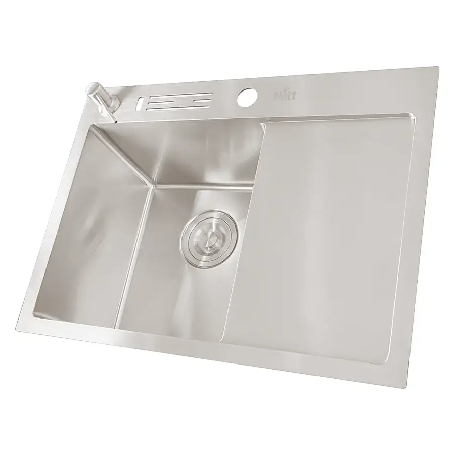 Накладна мийка на кухню з правим крилом 1.5 мм Nett NS-6045(R)