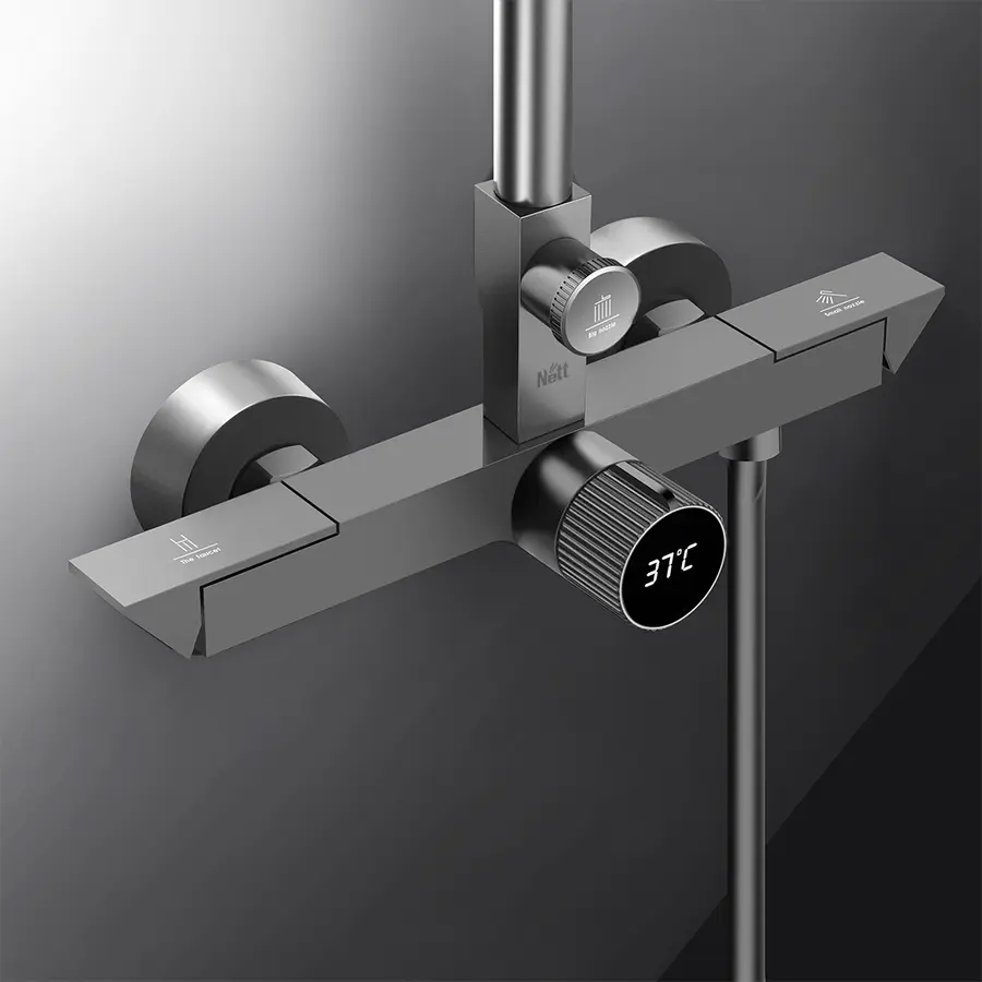 Душова система зовнішнього монтажу для душу графітова Nett WGr-19