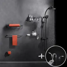 Комплект графітова душова система з термостатом зовнішнього монтажу Nett PSr-88 + змішувач та аксесуари
