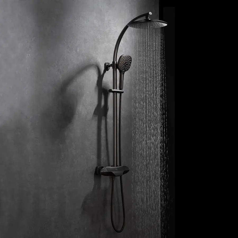 Комплект графітова душова система з термостатом зовнішнього монтажу Nett PSr-88 + змішувач та аксесуари