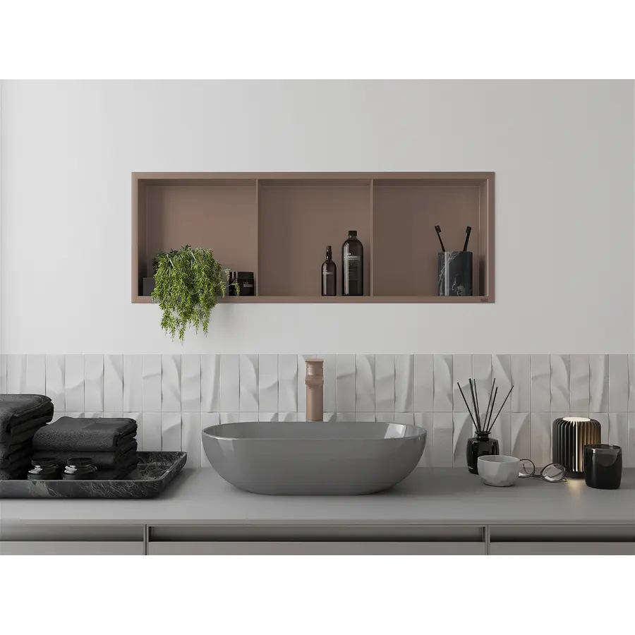 Полиця до ванної металева вбудована бронзова 90 см Nett YBr-90