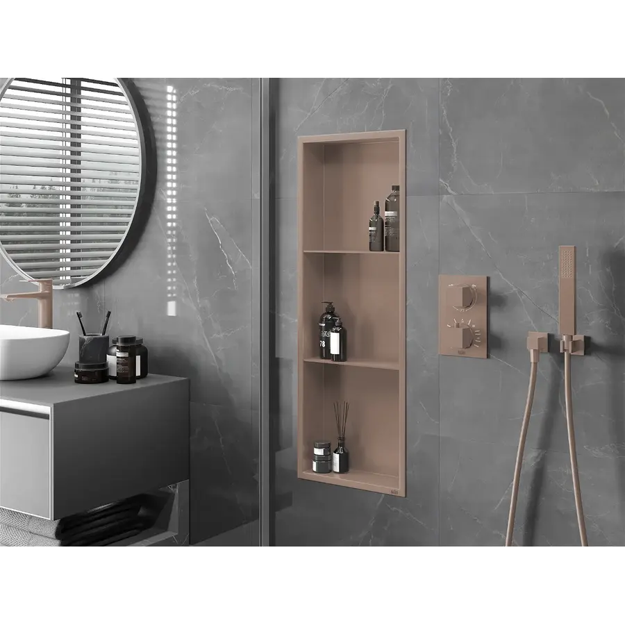 Полиця до ванної металева вбудована бронзова 90 см Nett YBr-90