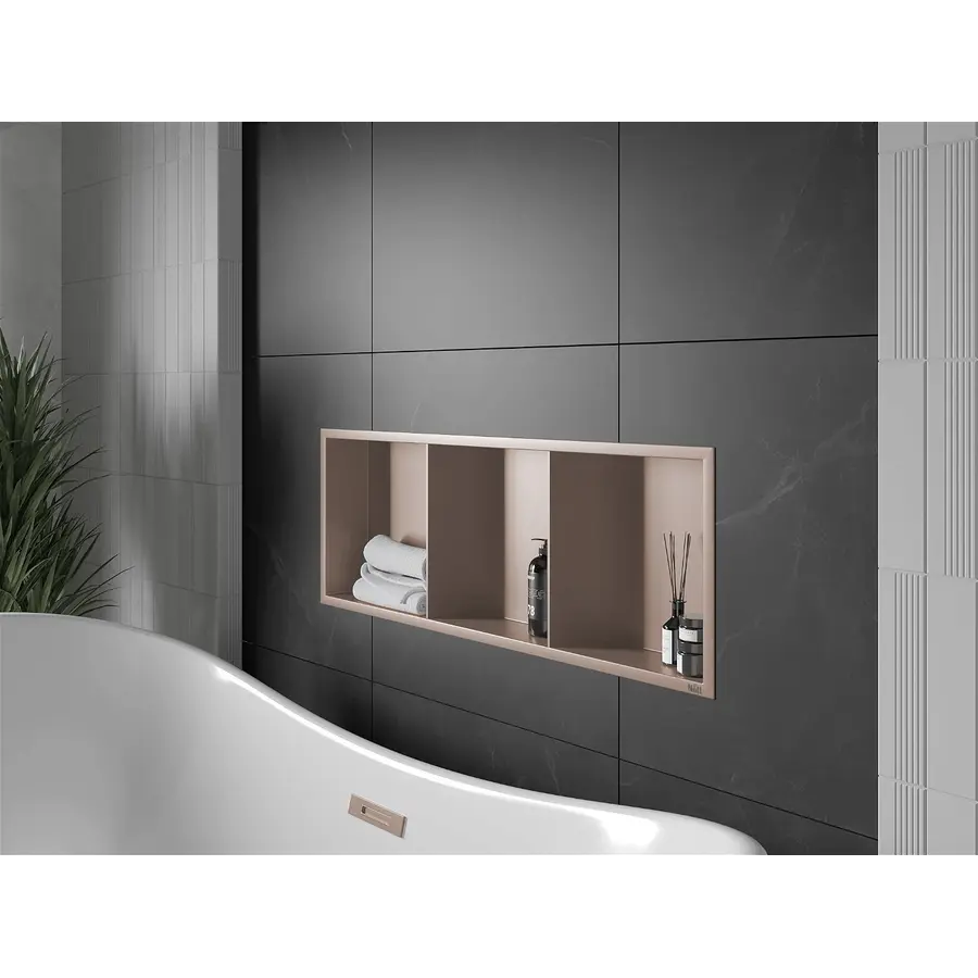 Полиця до ванної металева вбудована бронзова 90 см Nett YBr-90